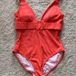 Boden Belted Deep V Swimsuit One Piece in Orange Coral Size 10 Photo 5