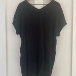 Madewell  Leather Edged Easy Shirt Dress Short Sleeve V-Neck in Black Size XS Photo 4