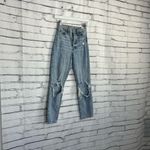 H&M Ultra High Waist Mom Jeans Light Wash Distressed Ripped Knees Women’s 0 Y2K Photo 1
