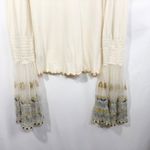 Free People  Small Top Ivory Embroidered Bell Sleeve‎ Flared Boho Dramatic 696 Photo 12
