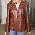 Brown vintage leather blazer Size L Photo 4
