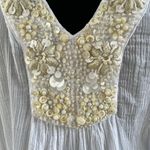 Calypso St. Barth  White Gauzy Beaded Boho Blouse Size M Photo 4