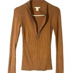 H&M Dusty Rose Ribbed Long Sleeve Half Zip Pullover Knit Sweater Women Sz XS Photo 1