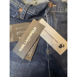Karl Lagerfeld PARIS Women's Blue Denim Jeans with Logo Tape Size 14 Photo 4