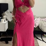 Selfie Leslie Twin Flame Drawstring Bust Midi Dress in Hot Pink Photo 8