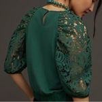 Anthropologie Like New  Dolan Lace Puff Sleeve Sweatshirt Top Green Size Small Photo 1