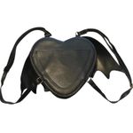 AZA Gothic Heart Bat Wing Backpack Black Lace Trim Faux Leather Mini Bag Purse Photo 1