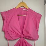 Karlie  Poplin Knot Cut-Out Maxi Dress. Size: Large. Color: Hot Pink. Photo 5