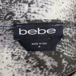 Bebe Womens M Printed Satin Bias Midi Dress in Gray/White NEW Photo 7