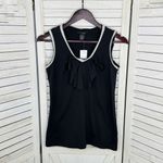 Grace Liola Ruffle Bib Tank Top Shirt Black White Small Photo 5