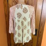 Xhilaration Vtg Y2K boho feminine lace trimmed bell sleeve top Photo 10