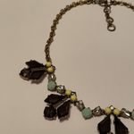 J.Crew Signed  Antique Brass Tone Multi Color Rhinestone Costume Bib Necklace Photo 5