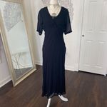 Starina Rayon Witchy Whimsygoth Embroidered Black Mesh Layered Midi Dress L Size L Photo 1