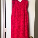 Monique Lhuillier Dress Foulard Asymmetric Floral Lace Midi Lipstick 4 NWT Photo 2