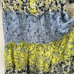 Figueroa & Flower Ditzy Mixed Blue & Yellow Floral Tiered Boho Prairie Dress S Photo 13