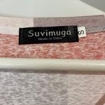 Suvimuga Women’s Long Sleeve V Neck Plaid Print Tee Shirt Red Grey & White NWOT Photo 3