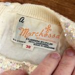 Women’s Vintage 1950s Angora wool formal festive beaded sweater size small Photo 3