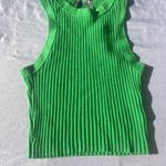 Divided green ribbed tank top Photo 2