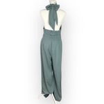 Bebe  Jumpsuit Women's Medium Light Green Halter Wide Leg Open Back Long Photo 2