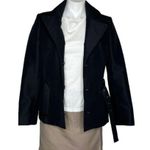 United Colors Of Benetton BENETTON Black Jacket Blazer Belted Snap Closure Lined Oversized Collar Size 44 Photo 2
