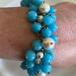 Vintage Carol Lee Blue Bead and Faux Pearl Bracelet Photo 0