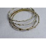 Source Unknown Party Glam Silver/Gold Tone Stackable Set Of 4  White Bead Bracelets Photo 1