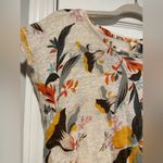 Rachel Zoe Size S Cream Tropical Print Asymmetrical Wooden Button Back Top Photo 5