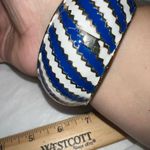 Amrita Singh Amrita‎ Singh Blue and White Enameled Hinged Cuff Bracelet Photo 4
