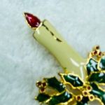 Candle Stick Holly Leaves Berries Christmas Pin Brooch Holiday Wear Vintage Photo 10