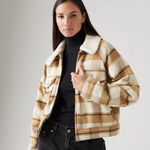 Levi's Levi’s Shrunken '90s Flannel Jacket – White Plaid Swan Caramel – XS NWT Photo 2