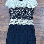 Milly • Gabrielle Dress color block lace two tone sheath black white cocktail Photo 3