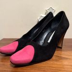 Pura Lopez Black and Pink Suede Heels size 9B Photo 0