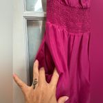 Anthropologie  Maeve Barbie Hot Pink 100% Silk Strapless Ruffle Lace Dress Size 6 Photo 5