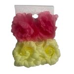 Flower Earrings woman’s Pink And Butter yellow stud earrings New 2pair Photo 0