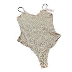 Gaze Leopard Cheetah Print Bodysuit Size S Tan Photo 1