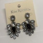 kim rogers NWT Pierced Dangle Drop Earrings Gold Tone Metal Rhinestone Photo 5