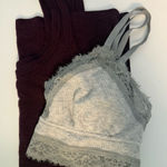 Aerie  Bundle Tank Top And Bralette Large Burgundy Grey Photo 0