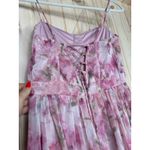 Lulus NWT  Novella Pink Floral Ruffled Bustier Lace-Up Maxi Dress Gala Size S Photo 7