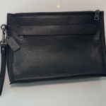 Coach F28614 Black Pebble Leather Carryall Pouch Clutch Minimalist Wristlet Goth Photo 0