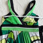 City Triangles  Patterned Summer Dress‎ Womens S Green Sleeveless Padded Back Tie Photo 4