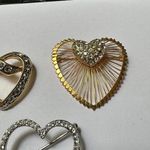 Monet Lot Of 3 Pretty Rhinestone Heart Shaped Brooch Pins 1 Photo 2