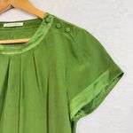 Banana Republic Vintage  S Silk Cap Sleeve Top Green Pleated Front‎ Satin Mod Y2K Photo 1