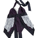 Y2K Purple Black Halter Top Zebra Stripes Handkerchief Hem Grunge Babydoll Top S Photo 0