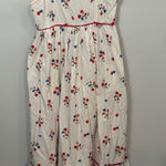 Olivia James Floral Midi Dress Tie Strap Cottagecore Smocked White Red Blue M Size M Photo 0