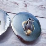 Vintage Clip On Earrings Pink & Light Gold Tone Large 1.75" Statement Unusual Photo 5