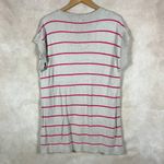 August Silk Tan Striped Deep V-neck Short Sleeve Tunic NEW LARGE Photo 4