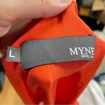 Myne  Ashley Ann Orange Red Silk Cap Sleeve Draped Back Blouse Womens L Shirt Photo 5