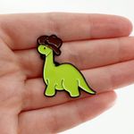 Cowboy Dinosaur Soft Enamel Pin, Western Pin Green Photo 0