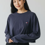 Tommy Hilfiger Vintage Size Large Blue Cropped Long Sleeve T-shirt Photo 0