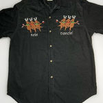 Mandal Bay Women's Black Corduroy Long Sleeve Shirt w/Rein Dancing Size S/M Photo 0